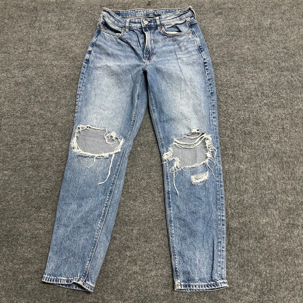 American Eagle Jeans Womens Size 6 Light Wash Acid Strigid Viscose Tapered Leg